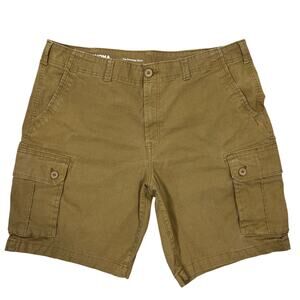 Dad Cargo Shorts Mens 38" Khaki Brown Stretch Elastic Comfort Waistband Pockets